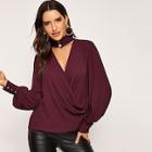 Shein Choker Neck Wrap Shirt