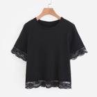 Shein Solid Lace Trim Tee