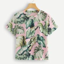 Shein Jungle Leaf Print Tee