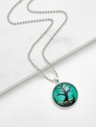 Shein Skeleton & Tree Pendant Chain Necklace