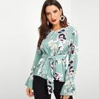 Shein Bow Tie Floral Blouse