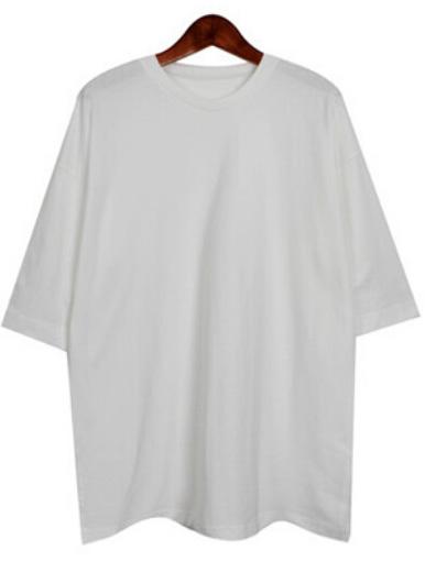 Shein White Round Neck Split Loose T-shirt