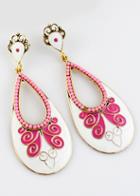 Shein Pink Bead Glaze Gold Drop Earrings
