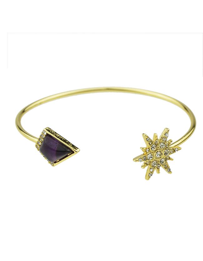 Shein Purple Rhinestone Thin Cuff Bracelet