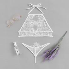 Shein Plus Cut-out Eyelash Lace Garter Lingerie Set