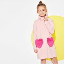 Shein Girls High Neck Fleece Love Dress