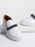 Shein White Chain Design Pu Flats