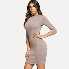 Shein Long Sleeve Solid Bodycon Dress