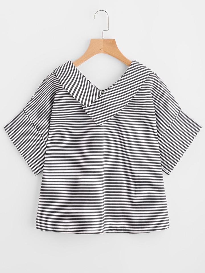 Shein V-neckline Striped Top