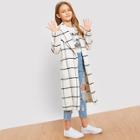 Shein Girls Single Button Grid Print Longline Coat