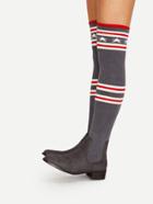 Shein Striped Detail Thigh High Knit Sock Boots