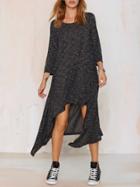 Shein Black Round Neck Asymmetric Dress