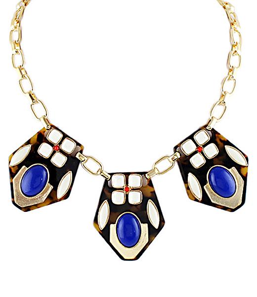 Shein Multi Gemstone Gold Chain Necklace