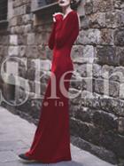 Shein Burgundy Backless Plain Maxi Dress