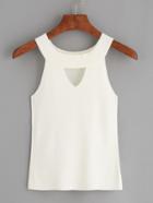 Shein White Halter Neck Cut Out Sweater Tank Top