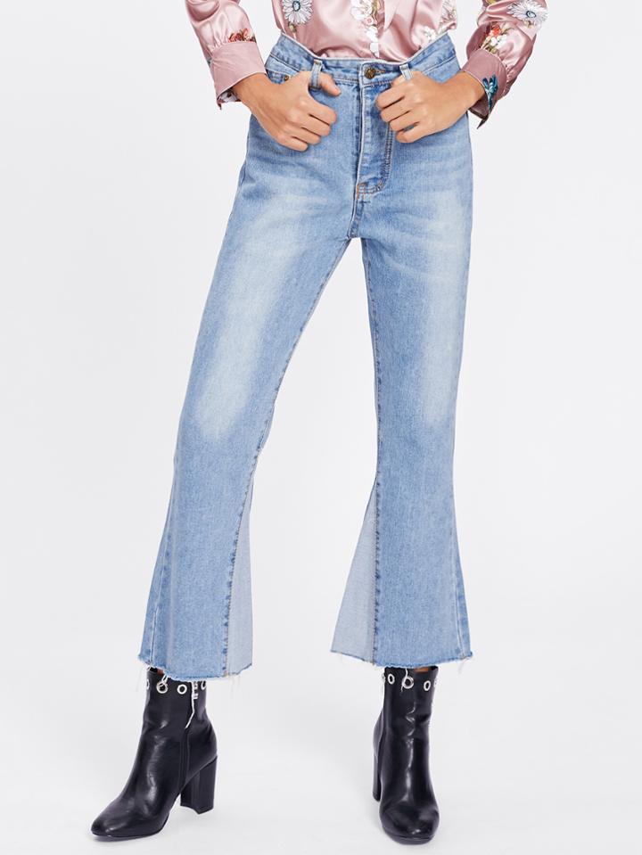 Shein Cut And Sew Bleach Wash Flare Jeans