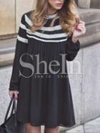 Shein Black Contrast Lace Shift Dress