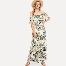 Shein Laser Cut Flounce Layered Neck Dress