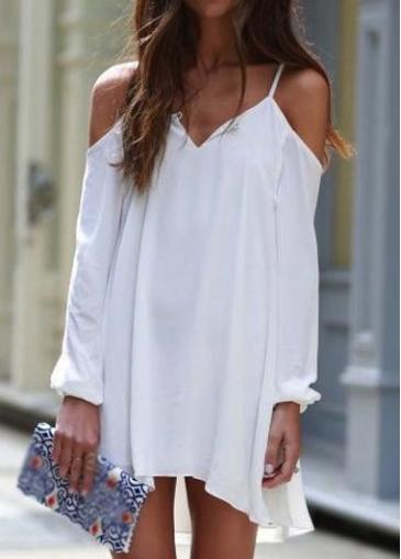 Rosewe Off The Shoulder White Long Sleeve Mini Dress