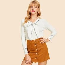 Shein Raglan Sleeve Tied Neck Sweater