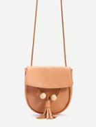 Shein Camel Wood Ball And Tassel Trim Saddle Bag