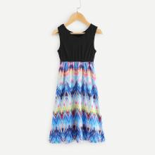 Shein Girls Abstract Print Combo Dress