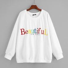 Shein Plus Drop Shoulder Letter Embroidered Sweatshirt