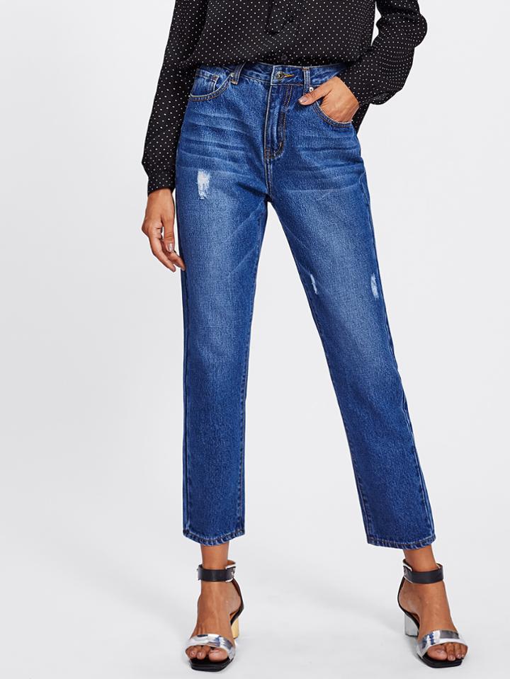 Shein Ripped Bleach Wash Jeans