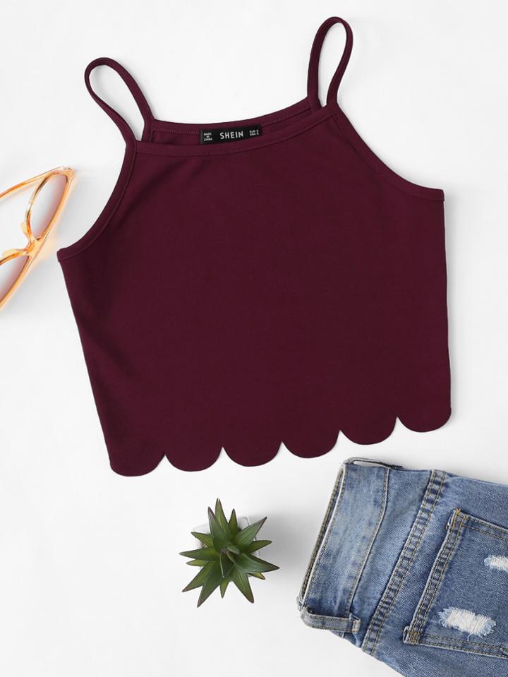 Shein Scallop Hem Crop Cami Top