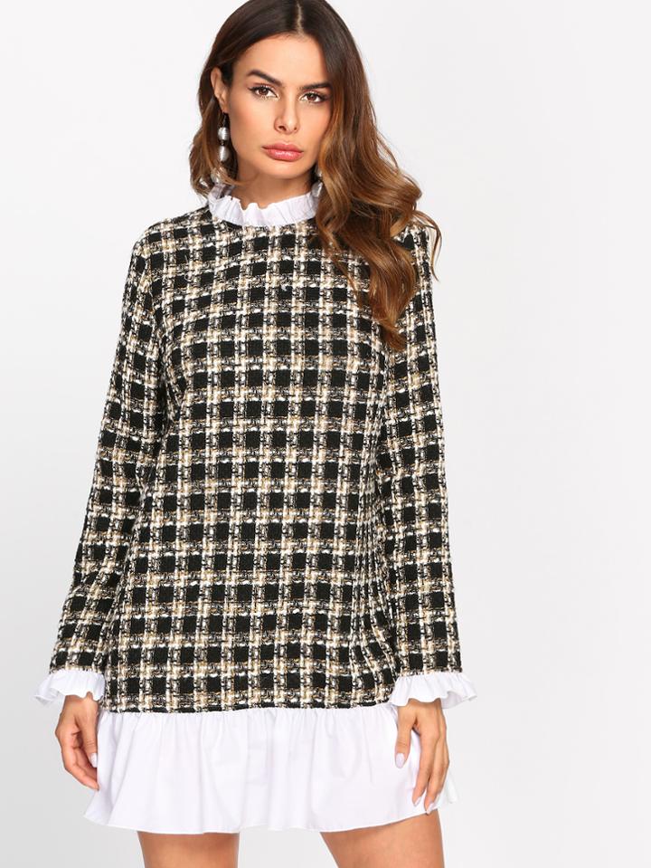 Shein Drop Waist Frilled Detail 2 In 1 Dress