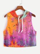 Shein Tie Dye Bananas Print Hooded Crop Tank Top