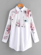 Shein Flower Print Shirt Dress