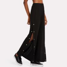 Shein Snap Button Side Wide Leg Pants