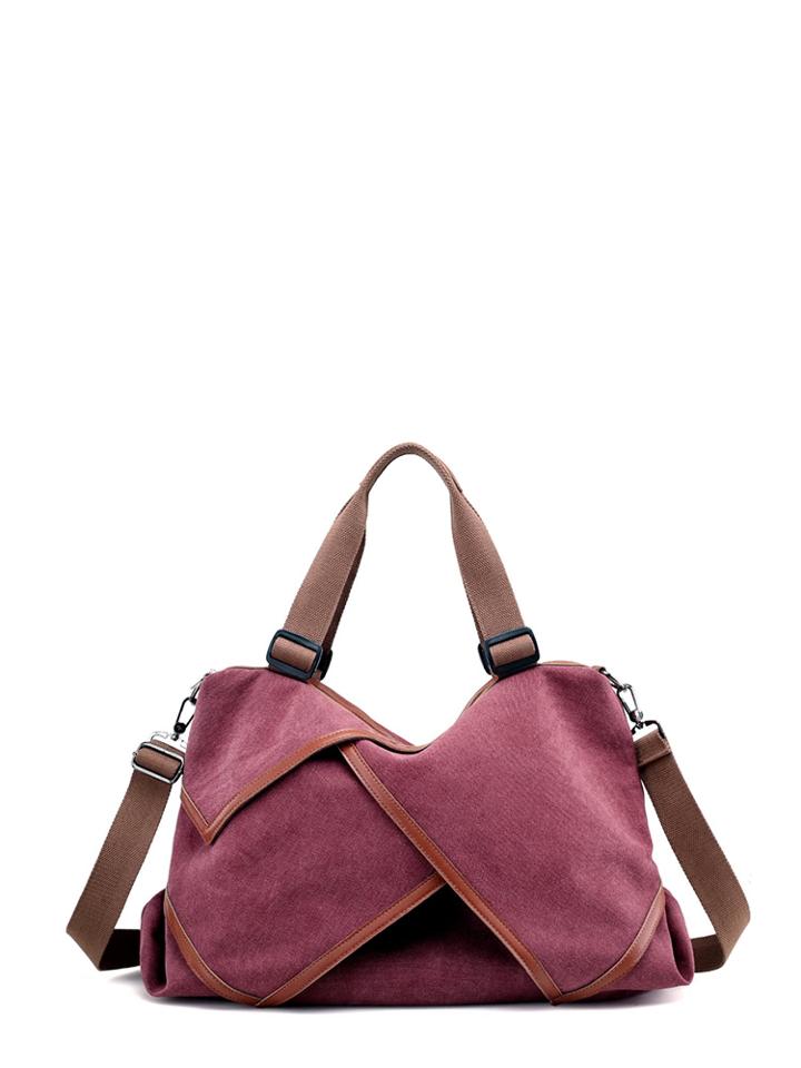 Shein Layer Decorated Canvas Weekender Bag