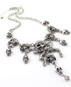 Shein Silver Diamond Skull Chain Necklace