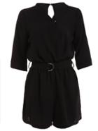 Shein Surplice Front Belted 3/4 Sleeve Romper