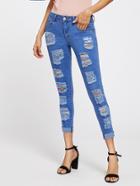 Shein Shredded Rips Detail Jeans