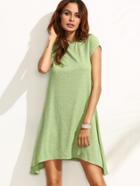 Shein Green Short Sleeve Asymmetrical Dress
