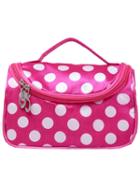 Shein Hot Pink Polka Dot Zipper Cosmetic Bag