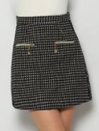 Shein Black Zipper Houndstooth Skirt