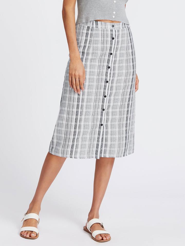 Shein Button Up Tribal Jacquard Skirt