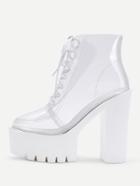 Shein Clear Design Lace Up Ankle Boots