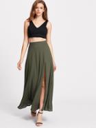 Shein Olive Green High Split Skirt