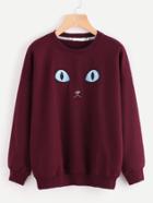 Shein Cat Embroidered Sweatshirt