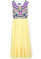 Shein Yellow Sleeveless Geometric Tribal Print Chiffon Dress
