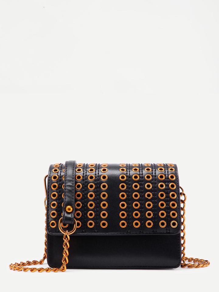 Shein Grommet Design Flap Cross Body Bag