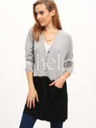 Shein Grey V Neck With Button Outwear