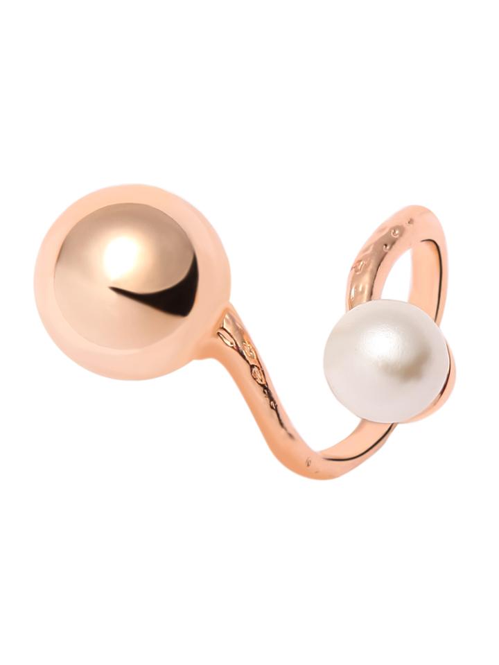 Shein Gold Plated Ball Faux Pearl Wrap Ring
