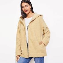 Shein Zip Up Hooded Teddy Coat