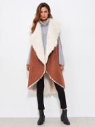 Shein Shawl Collar Curved Faux Shearling Vest